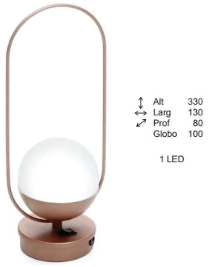 Abajur Freedon Esfera Alça 08X13X33Cm Globo Ø10Cm 1Xled 0,5W 3000K - O... (PRETO, FOSCO (Branco), 110V)