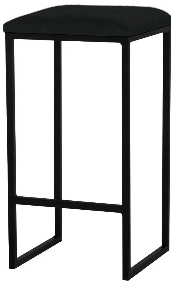 Banqueta Decorativa Billie Base Preta Veludo Preto G41 - Gran Belo