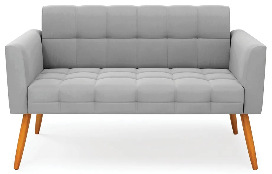 Sofá Namoradeira Elisa Suede Pés Palito Castanho D03 - D'Rossi - Cinza