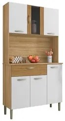 Armário de Cozinha Compacta 92cm Pamela K02 Freijó/Supremo/Ripado - Mp