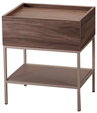 Mesa Cabeceira Fency Gaveta Nogueira Base Champagne - 77950 Sun House