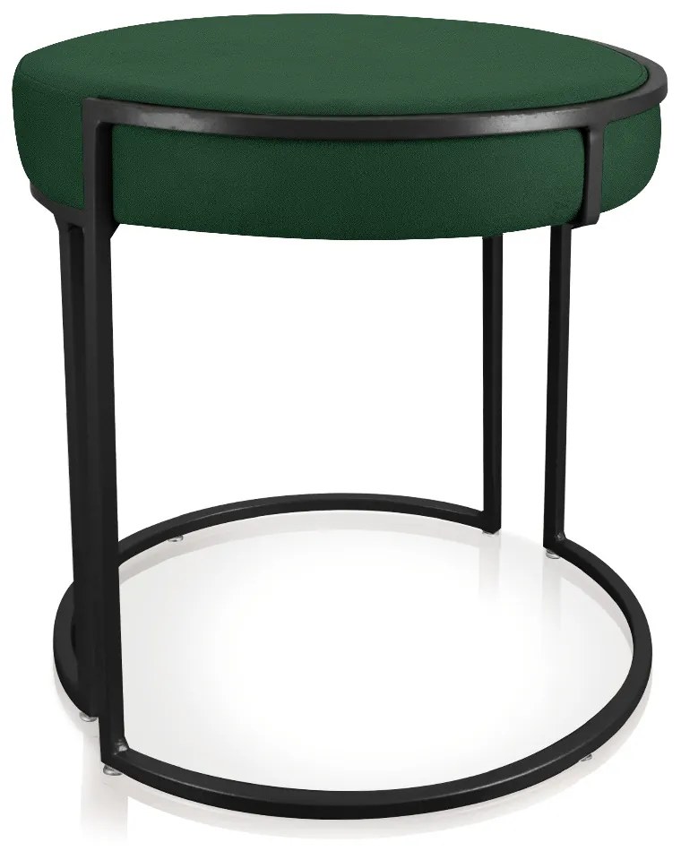 Puff Redondo Base Industrial Preto Love Suede D03 - D'Rossi - Verde