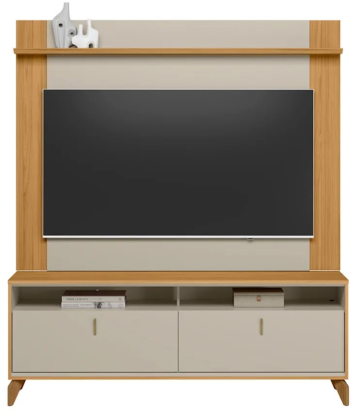 Conjunto Painel Extensível e Rack 160cm Tremonti/Duarte TV até 55 Tauari/Off White G77 - Gran Belo
