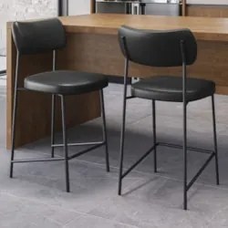 Banqueta Cozinha Média Kit 4 Milli Sintético Preto A14 - Mpozenat