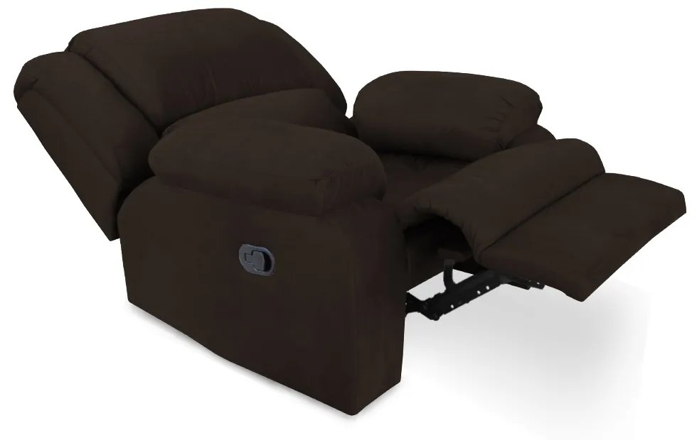 Poltrona Decorativa Magnum Reclinável Manual Suede Marrom