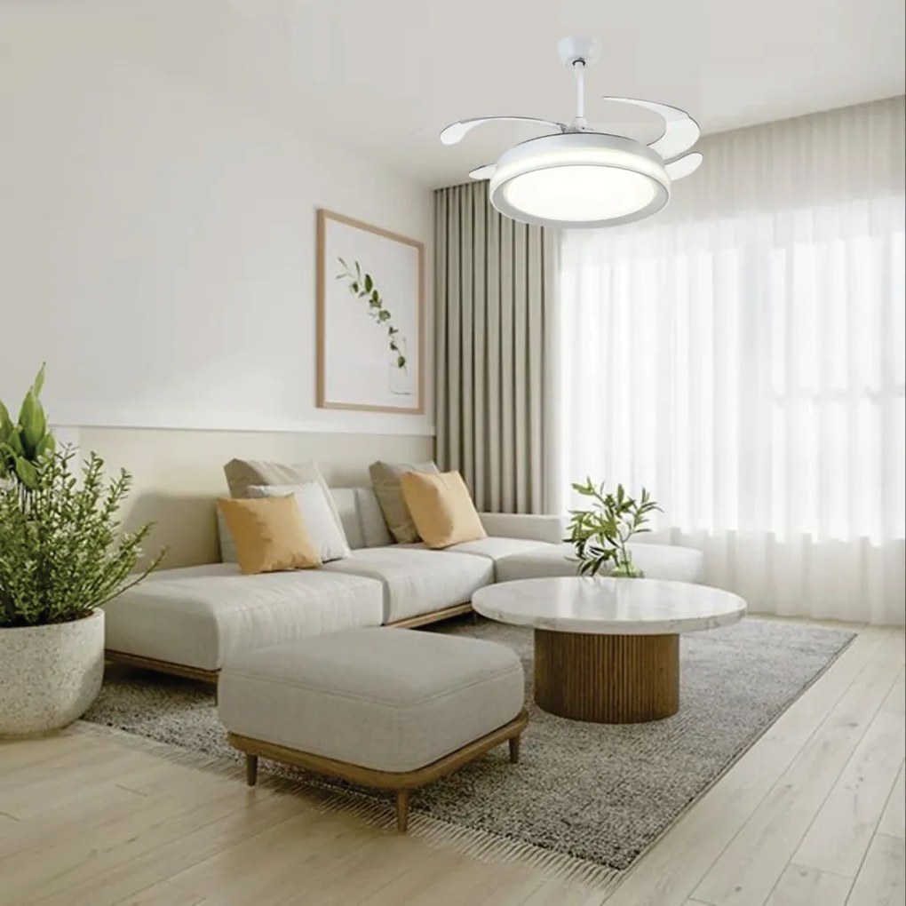 Ventilador De Teto Air Plus Branco Pás Retrátil Led 30W Multicolor Biv...