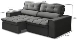Sofá Retrátil Reclinável 3 Lugares 200cm Blanches F05 Veludo Grafite -
