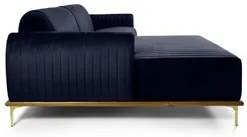 Sofá 350cm 6 Lugares com Chaise Esquerdo Pés Gold Molino C-287 Veludo