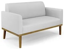 Sofá Namoradeira e 2 Poltronas Base Madeira Castanho Maressa Linho Cin