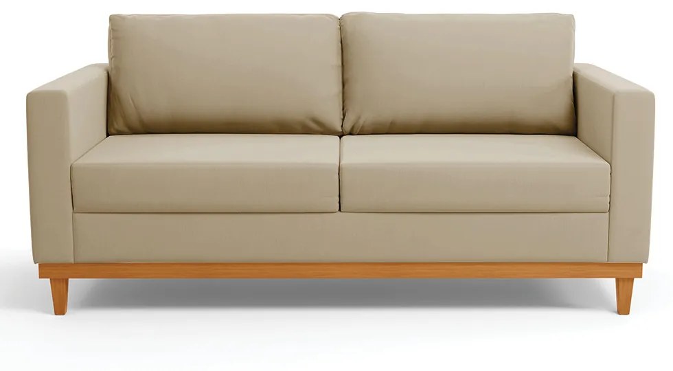 Sofá 03 Lugares Juliette Suede Marrom Rato Base Madeira Castanho