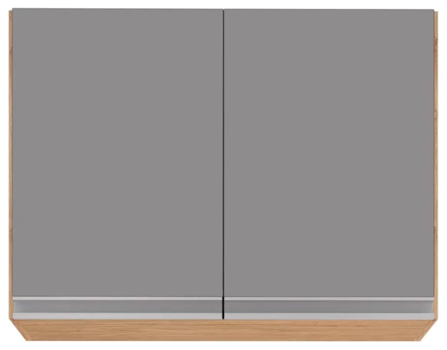 Armário Aéreo de Cozinha Lavanderia 02 Portas Eva 80 cm L06 - D'Rossi - Castanho e Cinza