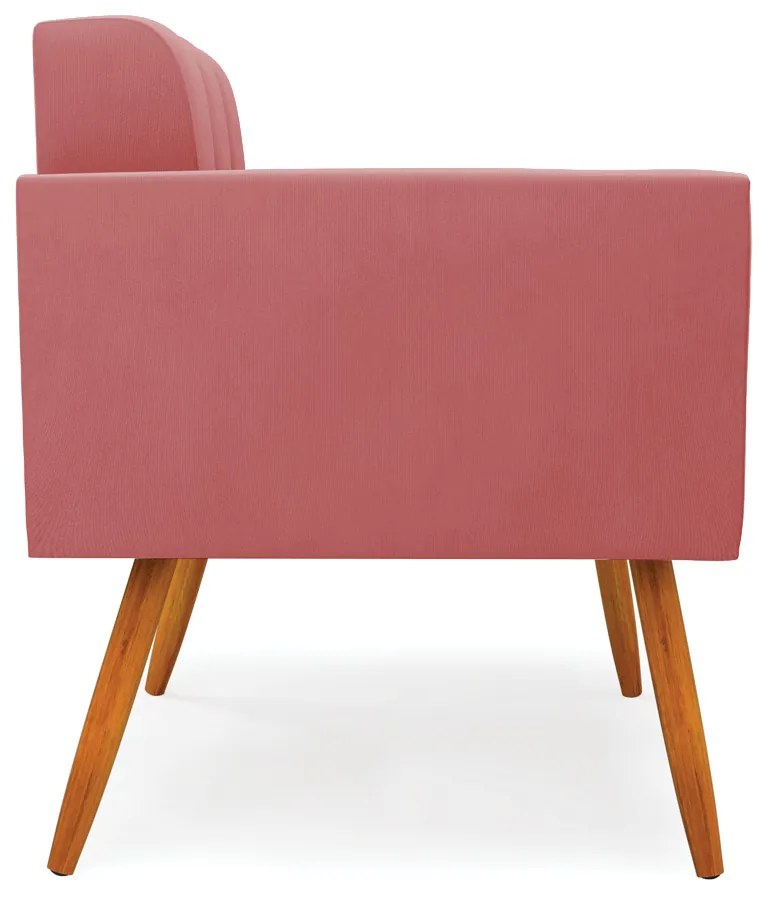 Sofá Namoradeira Elisa Suede Pés Palito Castanho - D'Rossi - Rose