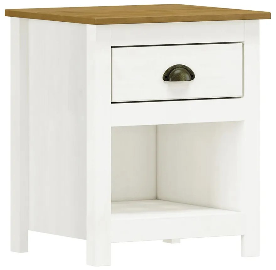 Mesa de Cabeceira 1 Gaveta Madeira Maciça Osiris Branco/Freijó- G74 - Gran Belo