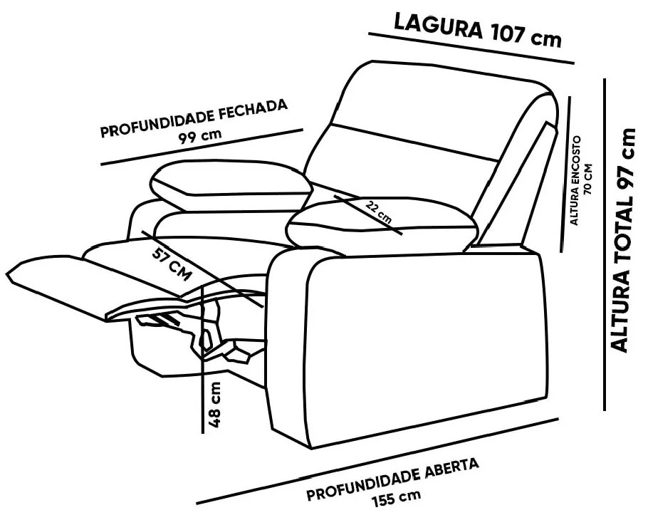 Poltrona do Papai Reclinável Retrátil Naaman Sintético PU Marrom K01 - D'Rossi