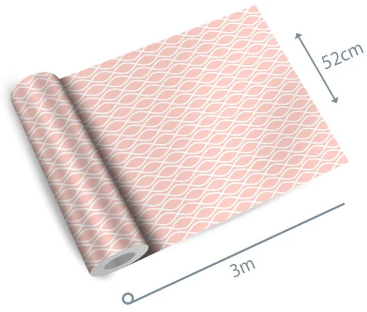 Papel de Parede Geométrico Rosa e Branco 0.52m x 3.00m