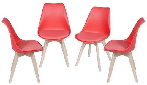 Kit com 4 Cadeiras Leda Eames PP Vermelha Base Madeira - 64666 Sun House