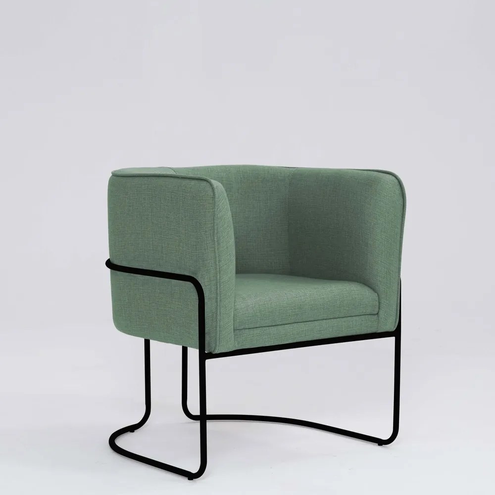 Poltrona Decorativa Belinda D07 Base Aço Linho Mescla Verde - D'Rossi