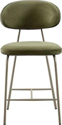 Banqueta Luxe Baixa Veludo Verde e Madeira Base Fendi - 77219 Sun House