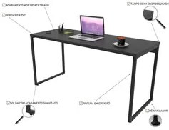 Conjunto Escritório Estilo Industrial Mesa 150cm e Estante 60cm 3 Prat