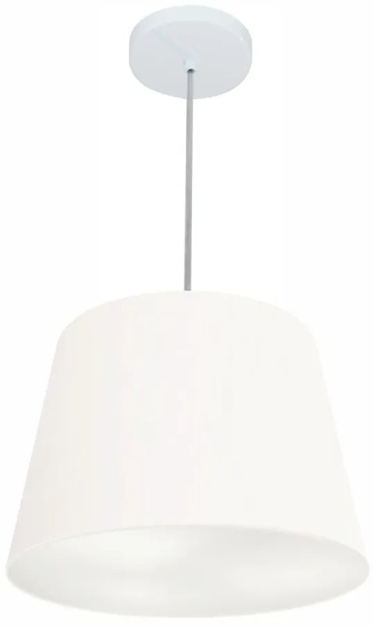 Lustre Pendente Cone Md-4246 Cúpula em Tecido 30/40x30cm Branco - Bivolt