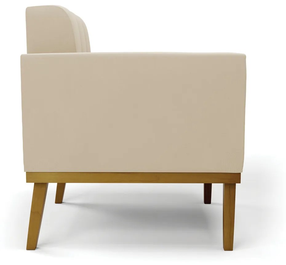 Sofá Namoradeira Base de Madeira Castanho Elisa Suede D03 - D?Rossi - Bege