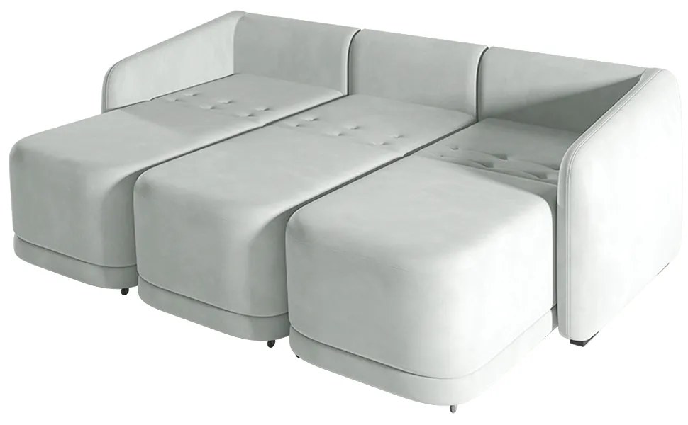 Sofá Cama Modulado Retrátil e Reclinável Decorativo Varsóvia 336cm Veludo Cinza G33 - Gran Belo
