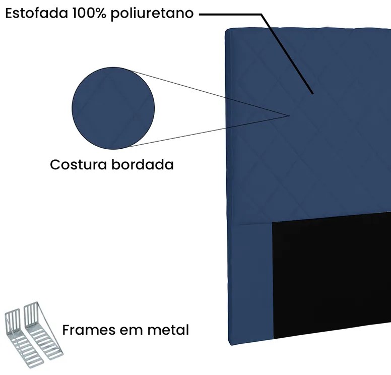 Cabeceira Cama Box Casal Queen 160cm Esmeralda Suede Azul Marinho - Sheep Estofados - Azul