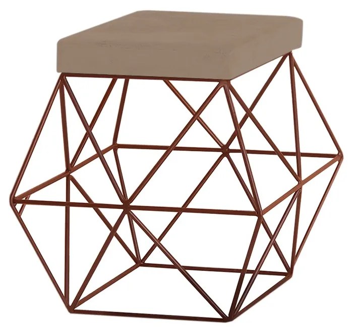 Puff Decorativo Sala de Estar Base Bronze Trixie Suede Cappuccino G41 - Gran Belo
