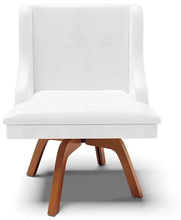 Kit 04 Cadeiras de Jantar Liz Corano Branco Base Giratória Madeira MM35 D03 - D'Rossi