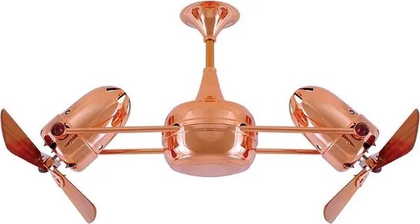 Ventilador De Teto Madeira Aco Cobre 220V Duplo Dinamico