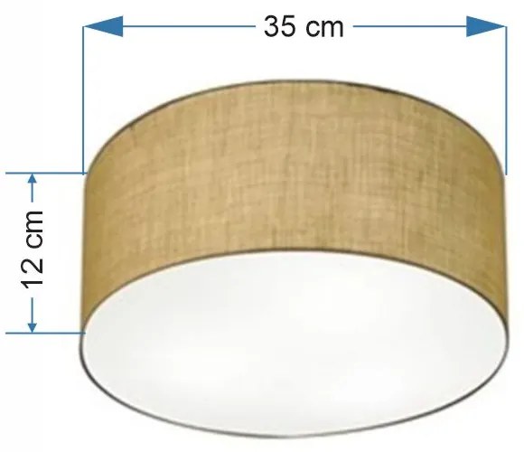 Plafon Cilíndrico Md-3046 Cúpula em Tecido 35x12cm Palha - Bivolt
