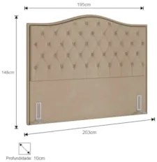 Cabeceira Cama Box Casal King 195cm Siena Z37 Veludo Bege - Mpozenato
