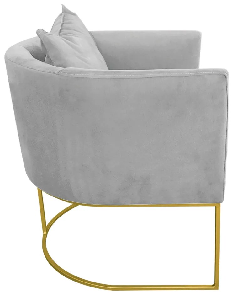Kit 02 Poltronas Paola Suede Base Metálica Dourado D03 - D'Rossi  - Cinza
