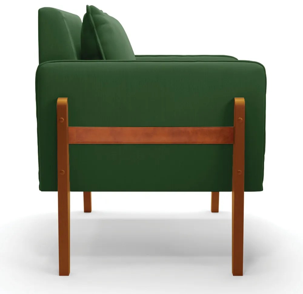 Poltrona Lana Suede Base de Madeira - D'Rossi - Verde