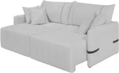 Sofá Cama Retrátil 240cm Essence D05 Linho Cinza/Preto - Mpozenato