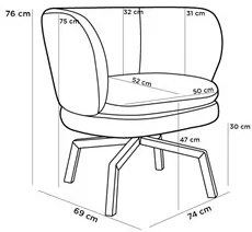Kit 02 Poltronas Decorativas Melissa Base Ka Giratória Castanho C-129