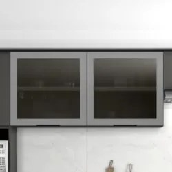 Armário Aéreo 120cm 2 Portas de Vidro Grace Grafite Z44 - Mpozenat