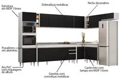 Armário de Cozinha Modulada de Canto 9 Peças CP06 Balcão com Pia Inox