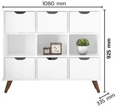 Nicho Organizador Multifuncional 3 Nichos 6 Gavetas Pés Retrô Cube Q01