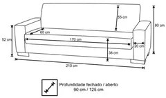Sofá Cama para Sala de Estar Lisboa Suede Marrom - Ibiza