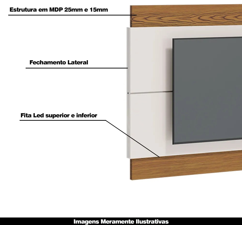 Painel Decorativo Sala de Estar 180cm Julien Off White/Freijó G29 - Gran Belo