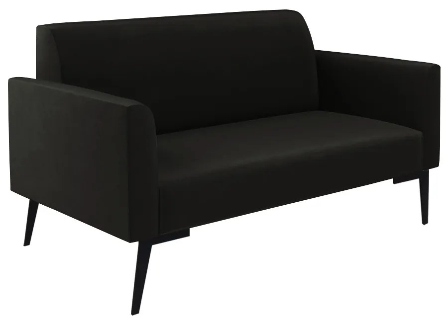 Sofá Namoradeira com 2 Poltronas Pés Villach Marisa Suede D03 - D'Rossi - Preto