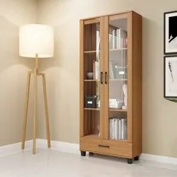 Estante Livreiro Alta 100% MDF Estilo Industrial 2 Portas C58 Freijó -