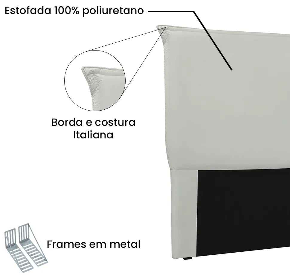 Cabeceira Cama Box Solteiro 90 cm Garden Veludo S04 - D'Rossi - Prata