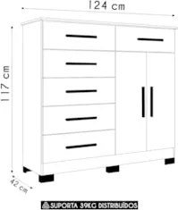 Cômoda Para Quarto 2 Portas 124cm Ester A02 Cinamomo - Mpozenat