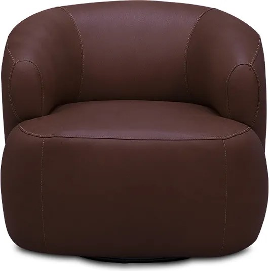 Poltrona Decorativa Verona Sala de Estar Base Giratória em Aço Couro Marrom Chocolate G88 - Gran Belo