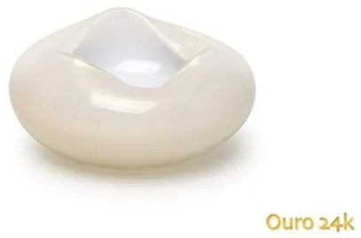 Vaso Oceano Mini 3 Branco com Ouro Murano Cristais Cadoro