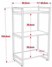 Kit 2 Estantes Livreiro Prisma Estilo Industrial 60cm 3 Prateleiras C0