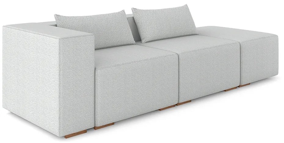 Sofá Versátil Sala de Estar Atlanta 378cm Modulado Bouclê Cinza G52 - Gran Belo