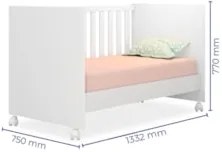 Berço Americano Mini Cama Com Rodízios Doce Sonho Branco - Qmovi